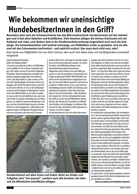Gemeindezeitung MÃ¤rz 2013 - PfaffstÃ¤tten