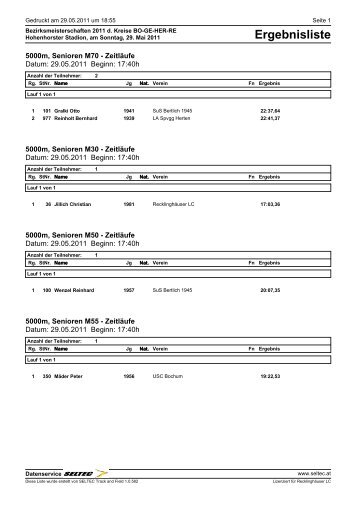 Ergebnisliste - Recklinghäuser Leichtathletik Club 1952 e.V.