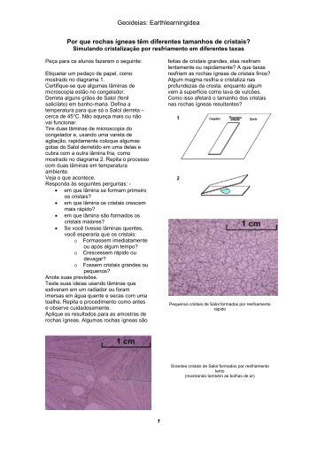 Por que rochas Ãgneas tem diferentes tamanhos de cristais?