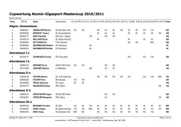 Cupwertung Atomic-Gigasport-Masterscup 2010/2011 - Krenn-IT