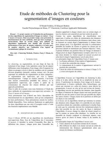 Etude de mÃ©thodes de Clustering pour la segmentation d'images en ...