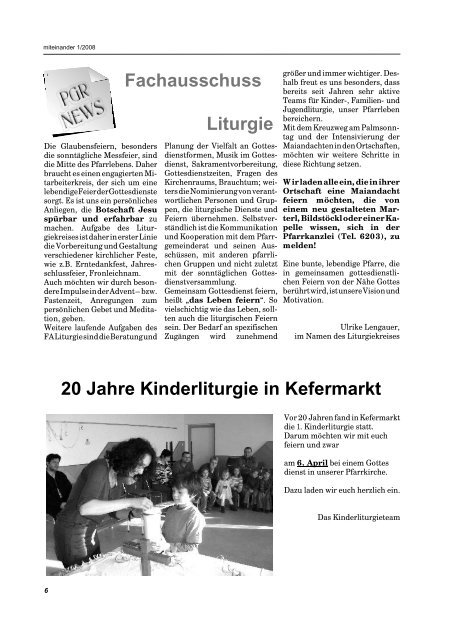 Pfarrblatt MÃ¤rz 2008 - Pfarre Kefermarkt - DiÃ¶zese Linz