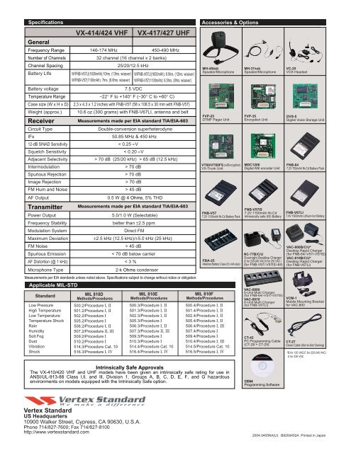 VX-410/420 Portables