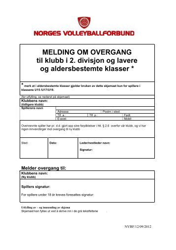 Overgangsskjema 2. divisjon og lavere/Aldersbestemt - Norges ...