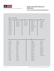 Prefix and Suffix Word List Reference from Teaching and Assessing ...