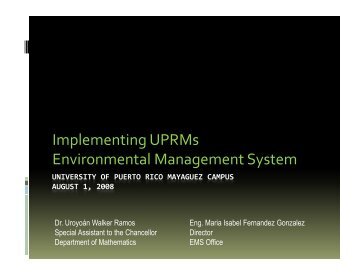 Implementing UPRMs Implementing UPRMs Environmental ...