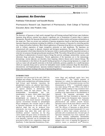 Liposomes: An Overview - International Journal of Research in ...