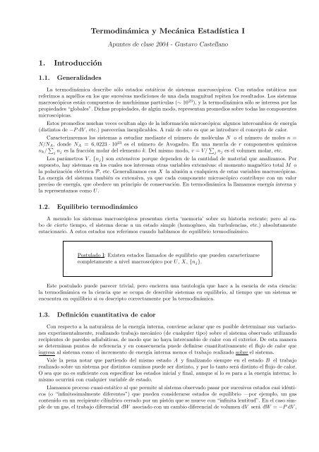 TermodinÃ¡mica y MecÃ¡nica EstadÂ´Ä±stica I 1. IntroducciÃ³n - Zeth