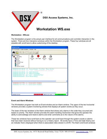 information on Workstation. - DSX Access Systems, Inc.