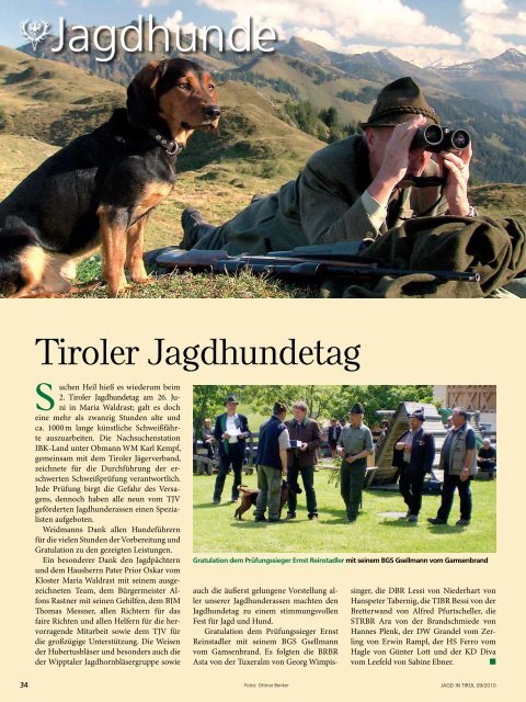 Zeitschrift des Tiroler Jägerverbandes September 2010 • Jahrgang 62