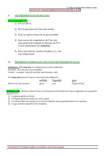 solide liquide gaz