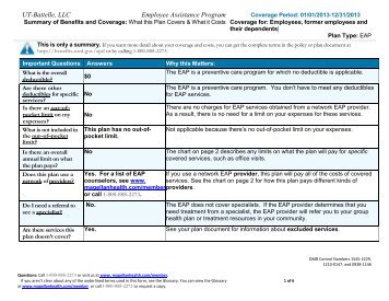 UT-Battelle, LLC Employee Assistance Program - Benefits