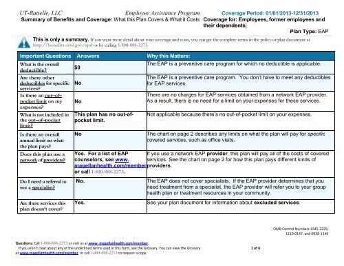 UT-Battelle, LLC Employee Assistance Program - Benefits