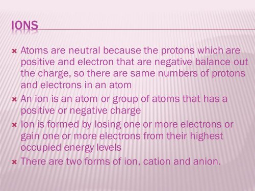 Cations and Anions