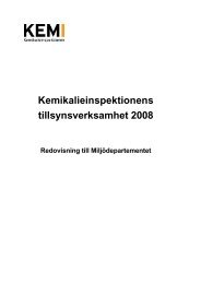 Kemikalieinspektionens tillsynsverksamhet 2008 - Redovisning till ...