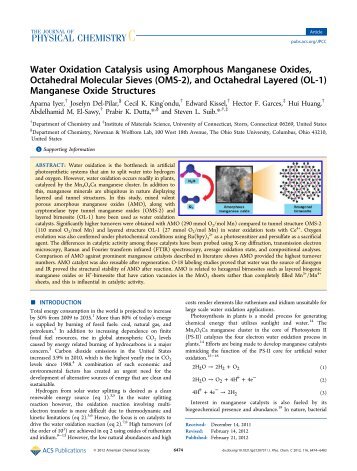 Water Oxidation Catalysis using Amorphous Manganese Oxides ...