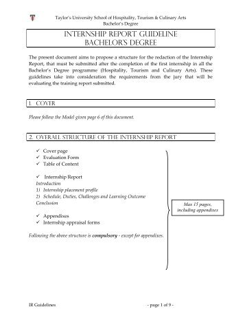 INTERNSHIP REPORT GUIDELINE BaCHELOR'S DEGREE