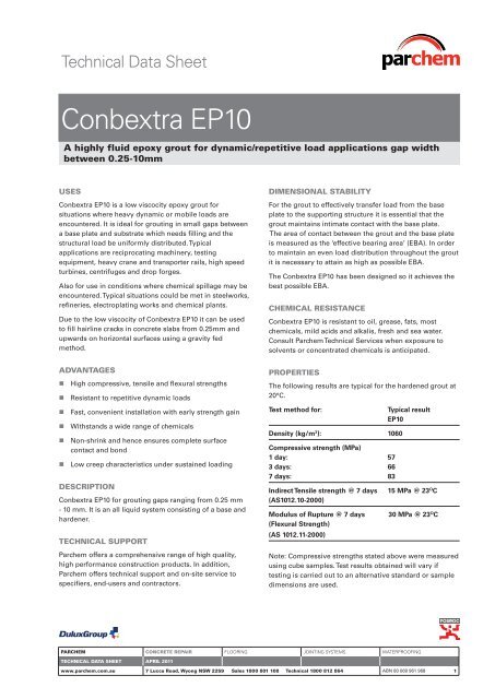 Conbextra EP10 TDS - Parchem