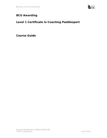 BCU Level 1 Course Guide - British Canoe Union