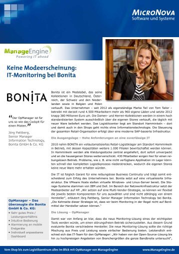 Jetzt die Bonita Case Study als PDF laden - ManageEngine