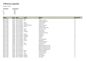 UTB:forum Lagerliste