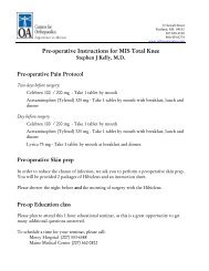 Pre-operative Instructions for MIS Total Knee