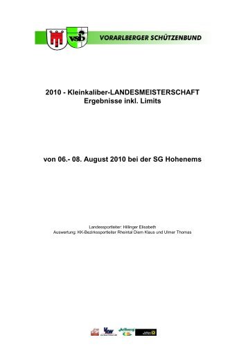 2010 - Kleinkaliber-LANDESMEISTERSCHAFT Ergebnisse inkl ...