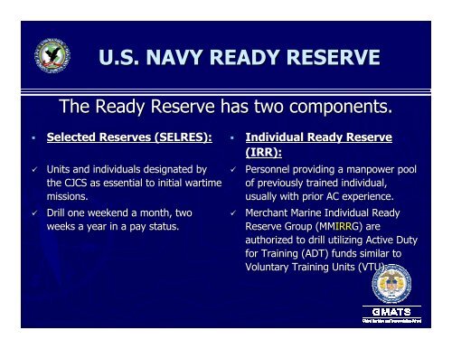 U.S. NAVY RESERVE OVERVIEW - Massachusetts Maritime Academy