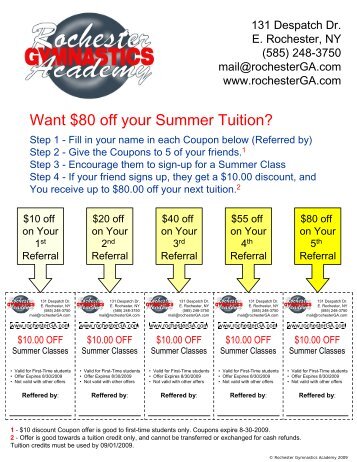 Want $80 off your Summer Tuition? - RGA-Rochester Gymnastics ...