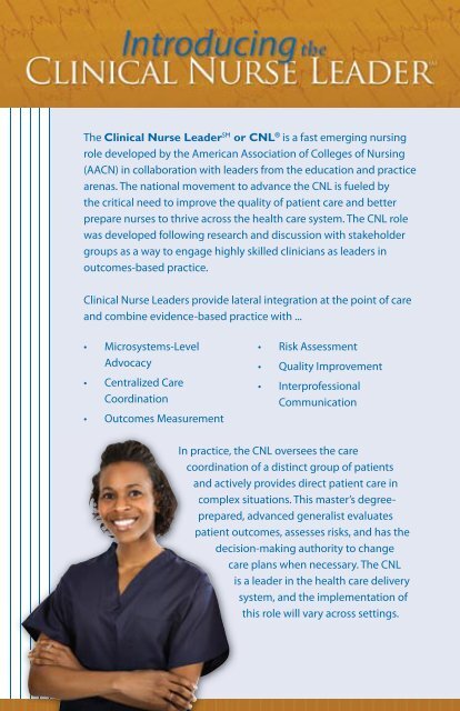 Clinical Nurse Leader Brochure - American Association of Colleges ...