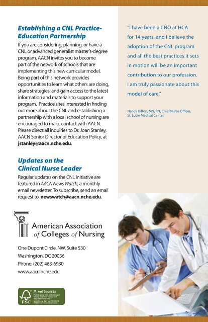 Clinical Nurse Leader Brochure - American Association of Colleges ...