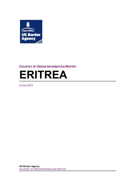 Country of origin information report Eritrea June 2010 - Refworld