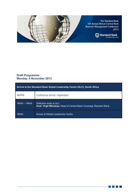 Draft Programme Monday, 4 November 2013 - Standard Bank ...