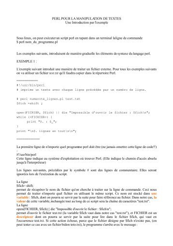 PERL POUR LA MANIPULATION DE TEXTES Une Introduction par l ...