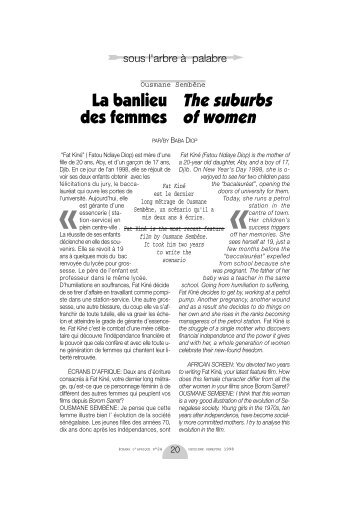 Ousmane SembÃ¨ne : La banlieue des femmes ... - Africultures