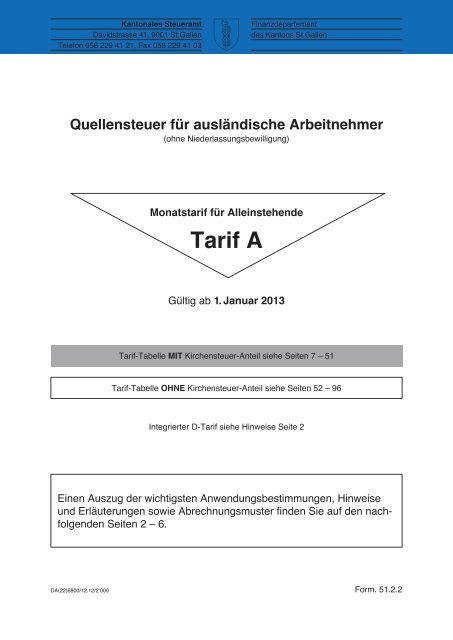 Tarif A, Erläuterungen und Hinweise, S. 1 - 6 ... - Steuern St. Gallen