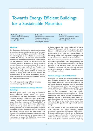 Towards Energy Efficient Buildings for a Sustainable Mauritius