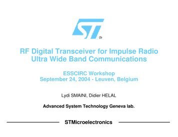 RF Digital Transceiver for Impulse Radio Ultra Wide Band - Mumor.org