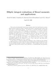 Elliptic integral evaluations of Bessel moments and ... - CiteSeerX