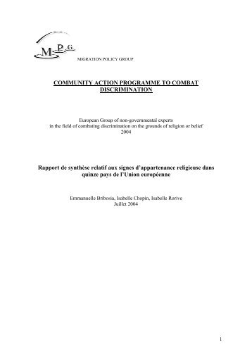 Projet de rapport relatif aux signes d'appartenance ... - Cestim