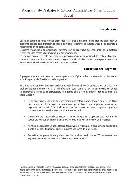 Programa de Trabajos PrÃ¡cticos - Facultad de Trabajo Social