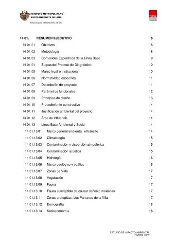 Estudio de impacto ambiental - Terminal Matellini - Protransporte