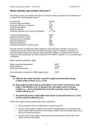 Steam injected gas turbine, Calculation Exercise