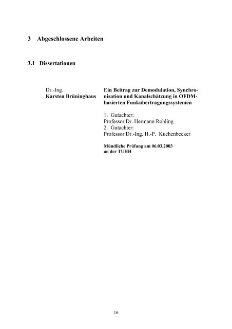 2003 - Arbeitsbereich Nachrichtentechnik