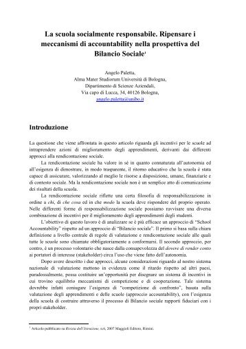 La scuola socialmente responsabile. Ripensare i meccanismi di ...
