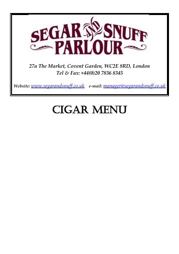 Our cigar menu