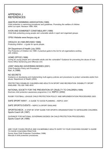 APPENDIX J References - England Basketball