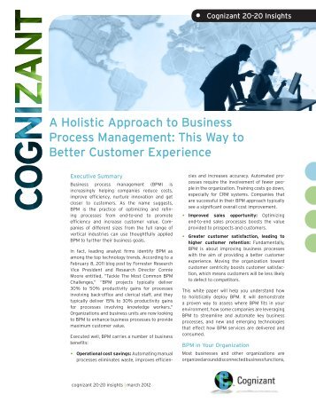 A Holistic Approach to Business Process Management ... - Cognizant