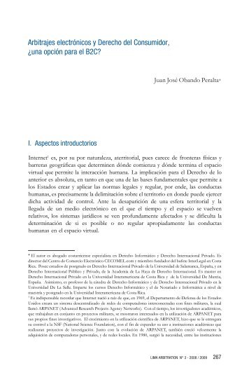 Arbitrajes electrónicos y Derecho del Consumidor ... - lima arbitration