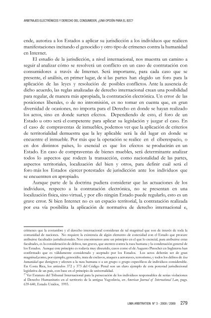 Arbitrajes electrónicos y Derecho del Consumidor ... - lima arbitration